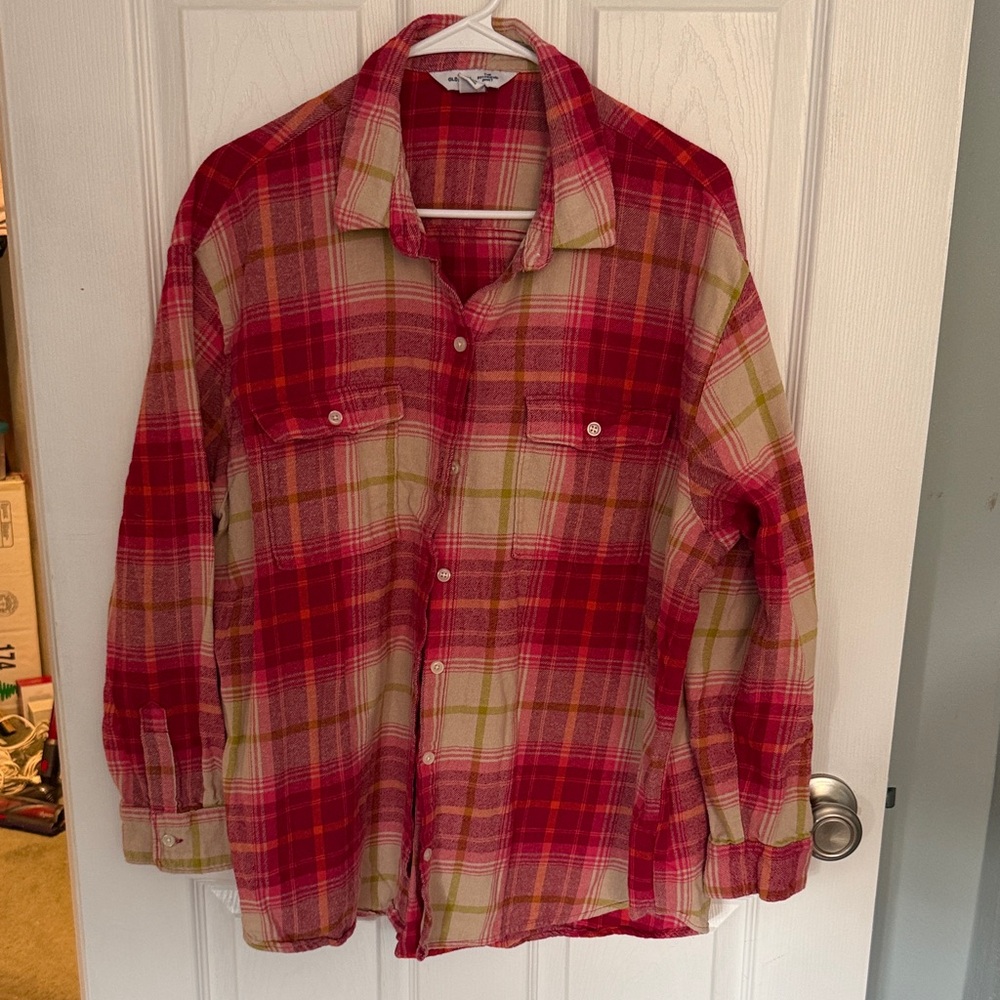 Old Navy Red Plaid Boyfriend Shirt